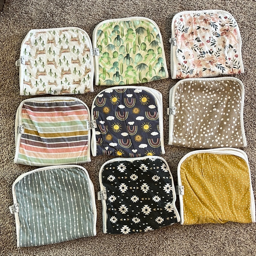 9 Copper Pearl burp clothes
